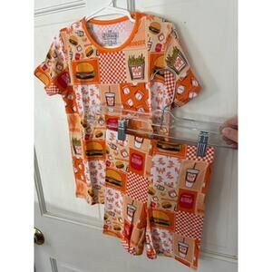 Bamboo Pajama Short Set Size 5-6 Whataburger Pattern
